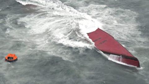 A South Korean tanker capsized off coast in western Japan