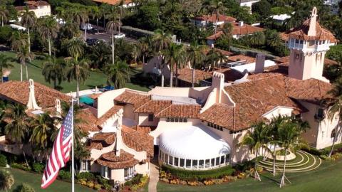 An aerial view of former U.S. President Donald Trump's Mar-a-Lago home after Trump said that FBI agents raided it, in Palm Beach, Florida, U.S. August 15, 2022.