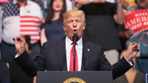 President Donald Trump speaks at a rally on June 21, 2017 in Cedar Rapids, Iowa