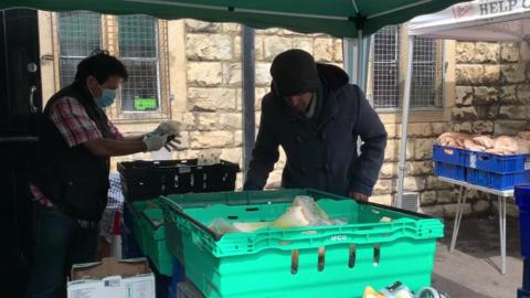 People accessing food