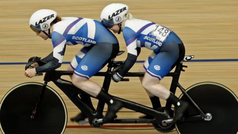 Scotland's Ellie Stone and Aileen McGlynn in action during qualifying