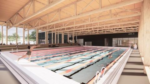 Artist's impression of an eight-lane swimming pool at the new West Denton leisure centre