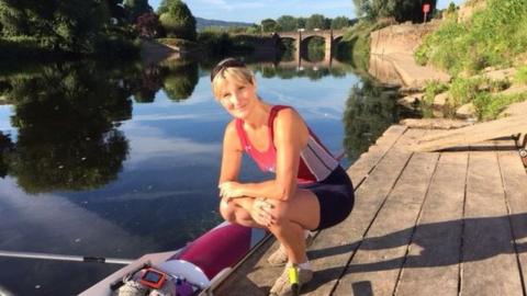 Elaine training on the River Wye before the Atlantic race