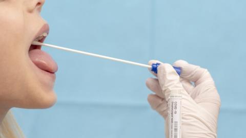 A woman having a covid test