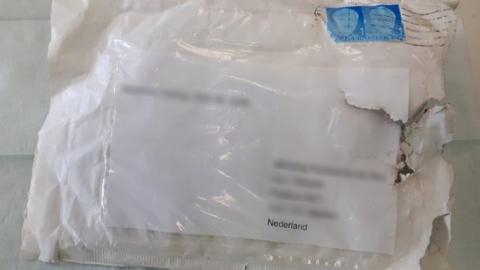 A police picture of one of the letter bombs