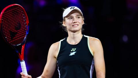 Elena Rybakina celebrates after beating Iga Swiatek at the Stuttgart Open