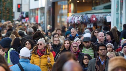 Crowd on busy street