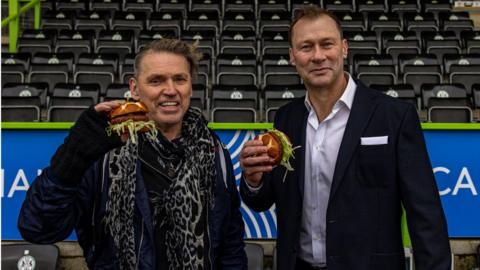 Forest Green owner Dale Vince and Duncan Ferguson