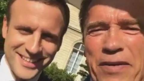 Mr Macron and Mr Schwarzenegger vow to "make the planet great again"