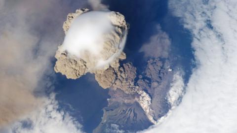 View from space of the Sarychev volcano