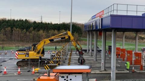 Work starts to remove the toll booths