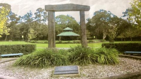 The memorial in Parc Menai, Australia, celebrates links with Wales