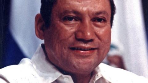 Panamanian strongman Manuel Antonio Noriega takes part in a news conference at the Atlapa center in this file photo in Panama City October 11,1989