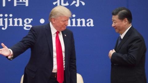 The US president hails China's leader and blames previous US administrations for the trade deficit.