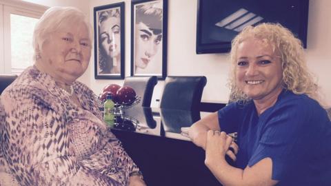 Northern Ireland thalidomide survivor Kim Fenton and her mum Agnes Lattimer