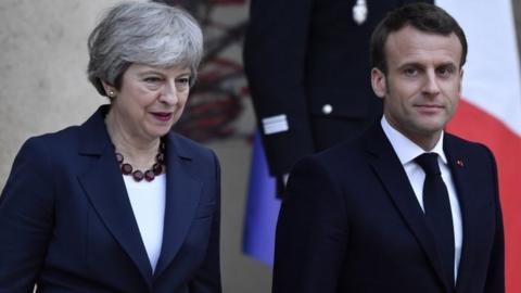 Theresa May with Emmanuel Macron