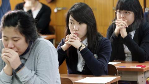 Students in exam room