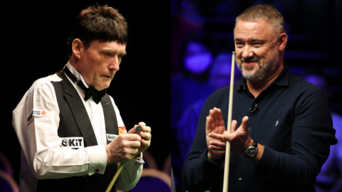 A composite image of Jimmy White and Stephen Hendry
