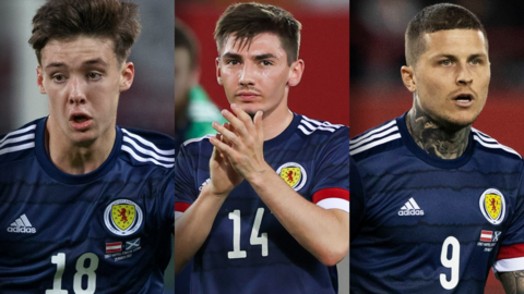 Aaron Hickey, Billy Gilmour and Lyndon Dykes