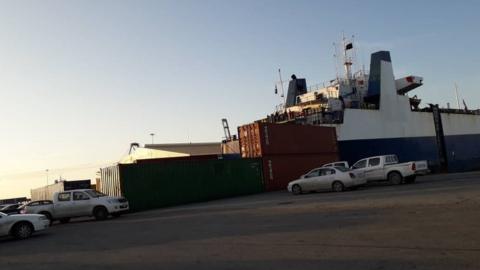 The cargo ship docked in Misrata