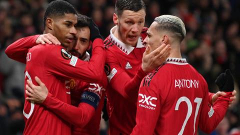 Man Utd players celebrate