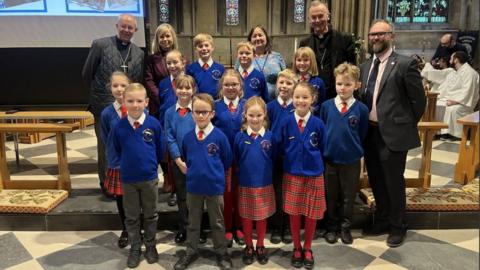 The Archbishop of Canterbury with Himbleton Church of England (CofE) Primary School students