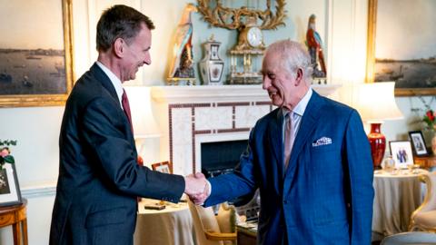King Charles with Chancellor Jeremy Hunt in Buckingham Palace