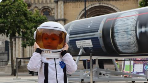Boy dressed as an astronaut