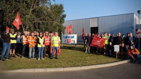 Striking staff on the picket line