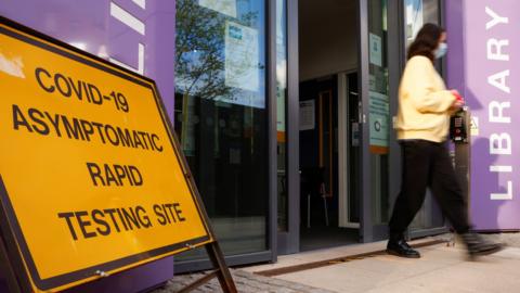 The entrance to a coronavirus testing centre in Barnet, London