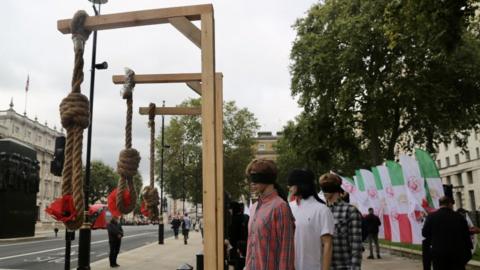 People protested against Iran's use of the death penalty at an event in London last year