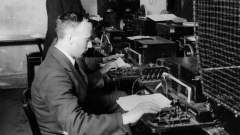 A telegraphist sending a text message on 1 July 1914