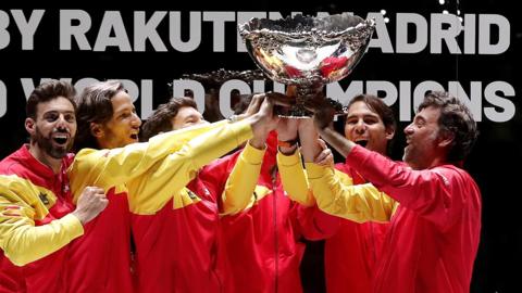 Spain celebrate their 2019 Davis Cup win