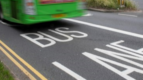 a bus in a bus lane
