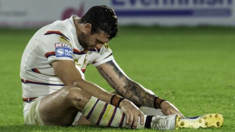 Jay Pitts looks disconsolate after Wakefield lose to Catalans