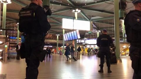 Police in Schiphol airport building