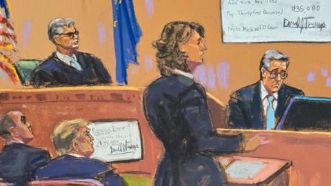 Donald Trump and MIchael Cohen court sketch
