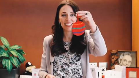 Jacinda Arden shows off her Christmas decoration in a video