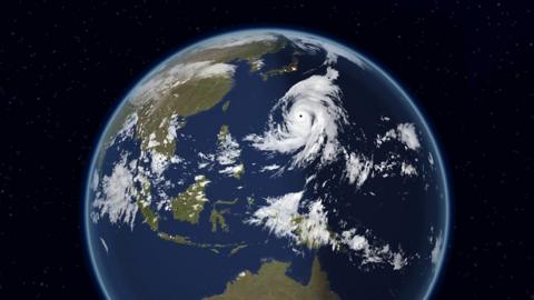 BBC Weather satellite image of Typhoon Hagibis