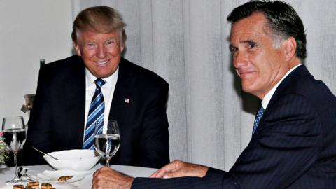 Donald Trump and Mitt Romney at dinner together