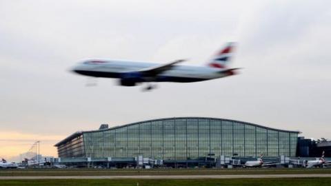 Plane landing at Heathrow