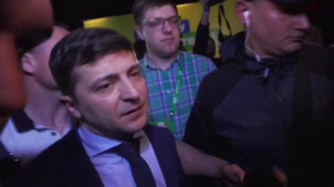 A comedian has won the most votes in the first round of Ukraine's presidential elections, according to exit polls.