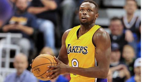 Luol Deng playing for the Los Angeles Lakers