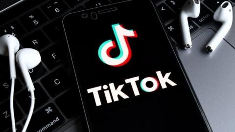 TikTok logo on mobile phone