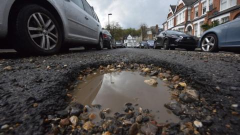 Pothole in north London