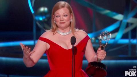 Succession actress Sarah Snook paid tribute to her unborn daughter in her acceptance speech at the Emmy Awards.