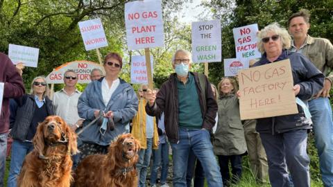 residents protesting against plans for a new anaerobic digester