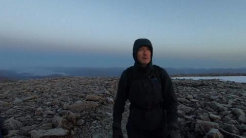 BBC Scotland correspondent James Shaw climbing Ben Nevis