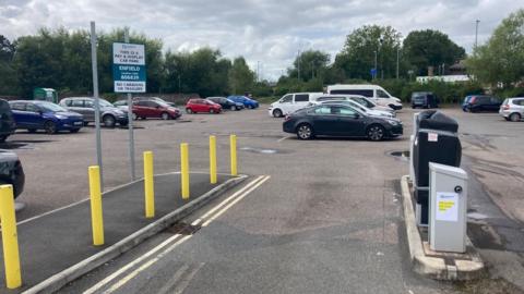 A car park that has had its barriers removed