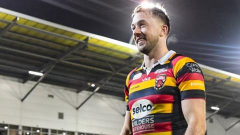 Close up shot of Salford Red Devils' Ryan Brierley